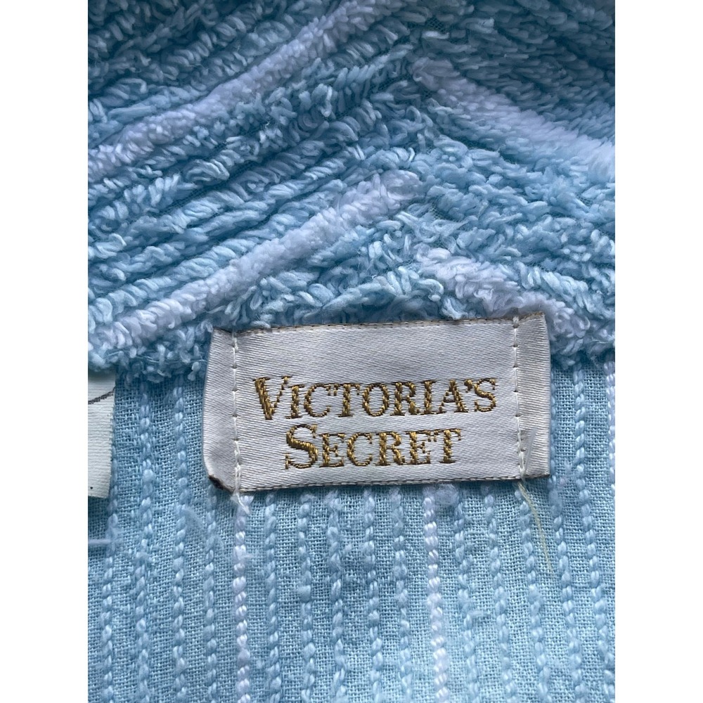 Vintage Victoria's Secret Gold Label Terry Cloth Robe Blue White Stripe Small - Picture 5 of 7